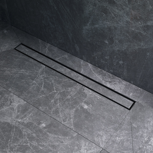 картинка W01SC-U11-080-04BM MasterFlow Трап для душа линейный универс затвор Tile 80см цвет черн мат от магазина Сантехстрой