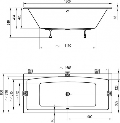 картинка Акриловая ванна Ravak Formy 02 Slim 180x80 C891300000 без гидромассажа от магазина Сантехстрой