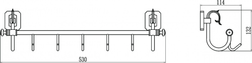 картинка Планка с крючками (5 крючков) Savol 64 (S-006475) от магазина Сантехстрой