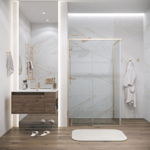 картинка Душевое ограждение Grossman Galaxy 100.K33.01.110.32.00-200.K33.01.90.32.00 (110х90х195) раздвижная,золото сатин,стекло прозрачное,2 места от магазина Сантехстрой