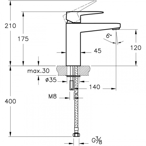 картинка Смеситель для раковины без донного клапана VitrA Root Square A4273136EXP от магазина Сантехстрой