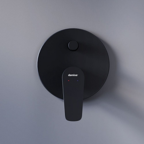 фото 777100300 jupiter, смеситель монтируемый в стену ванной - душевой (черный)