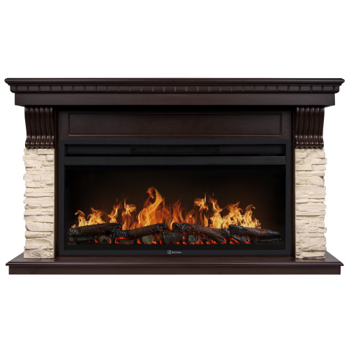картинка Портал Firelight Michigan 42/40/36, камень молочный, шпон темный дуб от магазина Сантехстрой