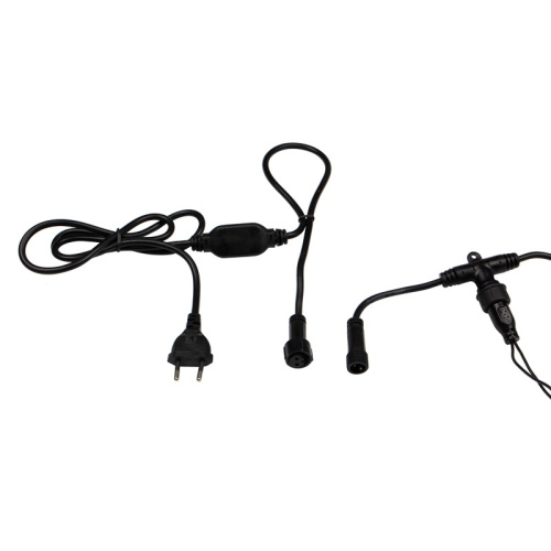 картинка Гирлянда светодиодная Занавес (Дождь),  2х6м,  768 LED ТЕПЛЫЙ БЕЛЫЙ,  черный ПВХ,  IP65, постоянное свечение 230В,  соединяется (шнур питания в комплекте) от магазина Сантехстрой