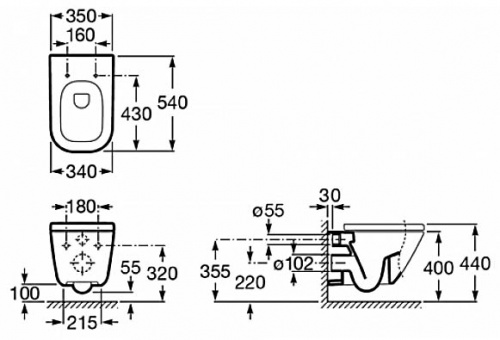картинка Унитаз подвесной Roca GAP Clean Rim, безободковый (7.3464.7.L00.0) от магазина Сантехстрой