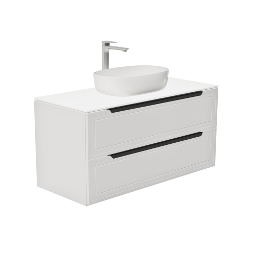 картинка Тумба со столешницей Севилья 100, Белый мат / Столешница компакт-плита, Белая от магазина Сантехстрой