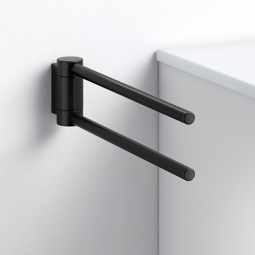 картинка Полотенцедержатель Keuco Plan 14919 370000 двойной Черный матовый от магазина Сантехстрой