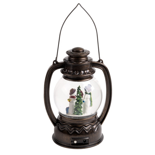 картинка Декоративный фонарь с эффектом снегопада и подсветкой Снеговики,  Белый от магазина Сантехстрой