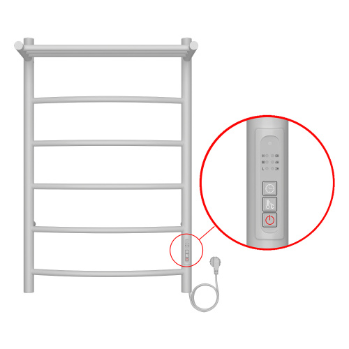 картинка Полотенцесушитель электрический AZARIO VERONA 500/800 5 секций, с полкой, диммер справа, белый (AZ04858PW) от магазина Сантехстрой