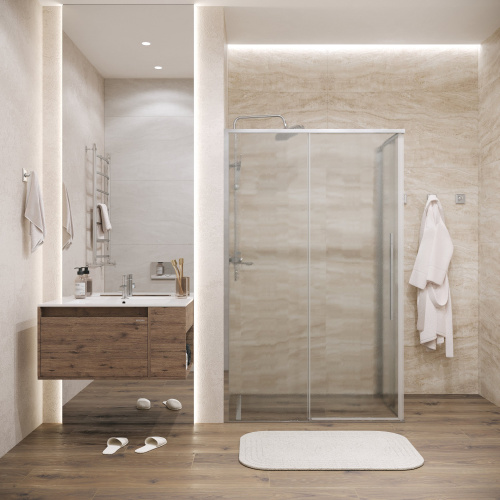 картинка Душевая перегородка 200.K33.01.90.10.02 Galaxy (90*195) хром, стекло шиншилла, 1 место от магазина Сантехстрой