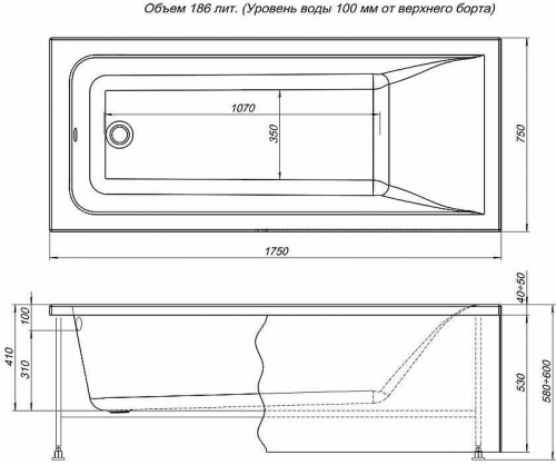 картинка Акриловая ванна Aquanet Bright 175x75 216660 без гидромассажа от магазина Сантехстрой