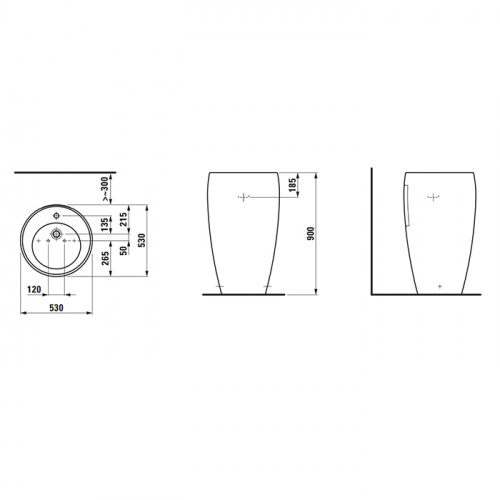 картинка Laufen Alessi One Свободностоящая  раковина 530х530х900мм с 1 отв. под смеситель, с покр. LLC, цвет: белый от магазина Сантехстрой