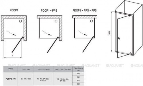 картинка Душевая дверь Ravak Pivot PDOP1-90 03G70C00Z1 от магазина Сантехстрой