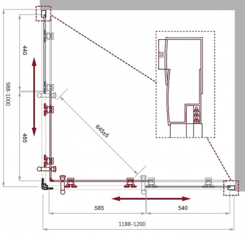 картинка Душевой уголок BelBagno Uno 120х100 UNO-195-AH-2-120/100-C-NERO профиль Черный матовый стекло прозрачное от магазина Сантехстрой