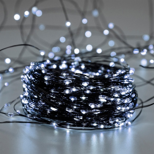 картинка Гирлянда Роса с контроллером 20м,  200LED,  IP20, 230В,  зеленый провод,  белое свечение от магазина Сантехстрой