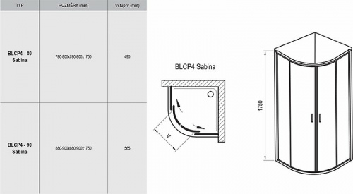 картинка Душевой уголок Ravak Blix BLCP4-80 Sabina 80x80 3B240C40ZG профиль Хром стекло Grape от магазина Сантехстрой