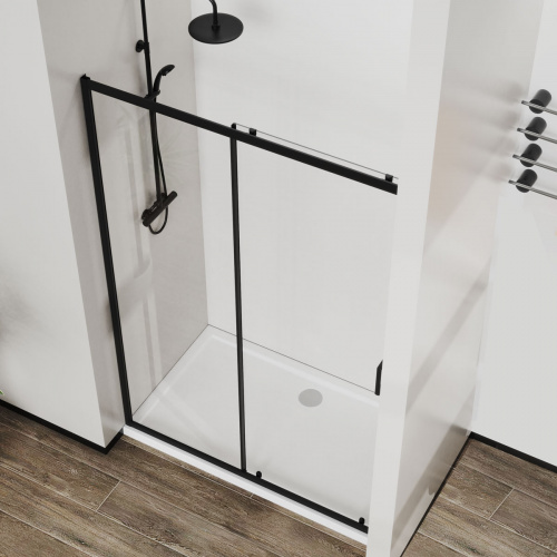 картинка Душевая дверь City VDS-5CT130CLB, 1300, черный, стекло прозрачное от магазина Сантехстрой