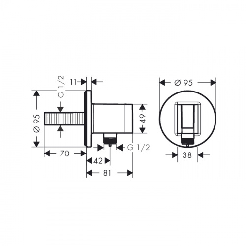 картинка HANSGROHE FIXFIT S Шланговое подсоединение с держателем ручного душа, цвет хром от магазина Сантехстрой