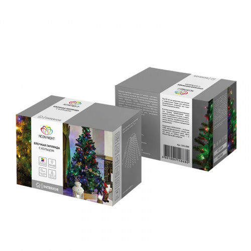 картинка Елочная гирлянда с кольцом,  7 нитей по 1,8 метра,  цвет диодов мультиколор,  не соединяется от магазина Сантехстрой