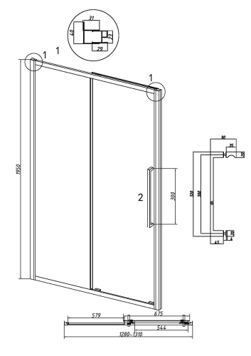картинка Дверь в нишу 100.K33.02.130.10.02 Cosmo (130*195) хром, стекло шиншилла, 1 место от магазина Сантехстрой