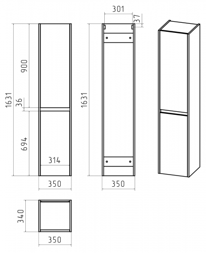картинка Пенал Brevita Мультицвет 35x163 bal-05035-48-2л от магазина Сантехстрой
