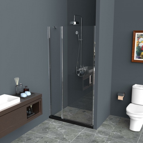 картинка Душевая дверь BelBagno Uno 90 UNO-B-12-30+60-C-Cr профиль Хром стекло прозрачное от магазина Сантехстрой