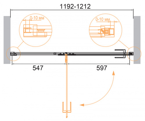 картинка Душевая дверь Cezares Bellagio 120 BELLAGIO-B-12-120-C-BORO профиль Золото брашированное стекло прозрачное от магазина Сантехстрой