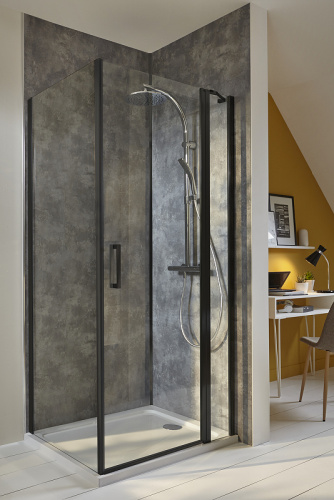 картинка Душевая стенка Jacob Delafon Contra 90 E22FT90-BL профиль Черный матовый стекло прозрачное от магазина Сантехстрой