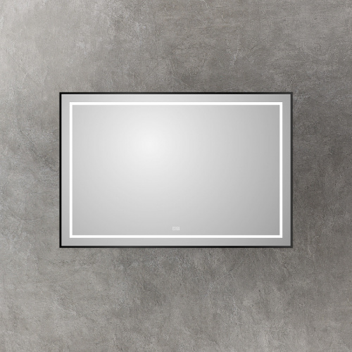 картинка Зеркало BelBagno Kraft 120 SPC-KRAFT-1200-800-LED-TCH-WARM-NERO с подсветкой Черное с сенсорным выключателем и подогревом от магазина Сантехстрой