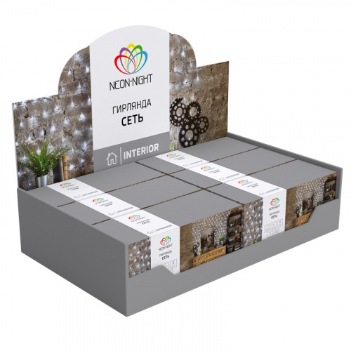 картинка Гирлянда Сеть 1,8х1,5м,  прозрачный ПВХ,  180 LED ТЕПЛЫЙ БЕЛЫЙ от магазина Сантехстрой