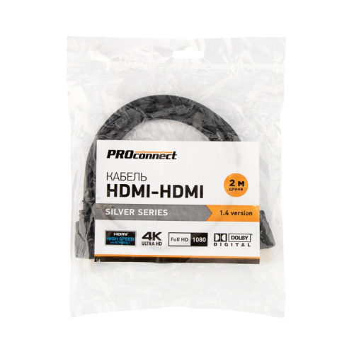 картинка Кабель HDMI - HDMI 1,4, 2м, Silver,  PROconnect от магазина Сантехстрой