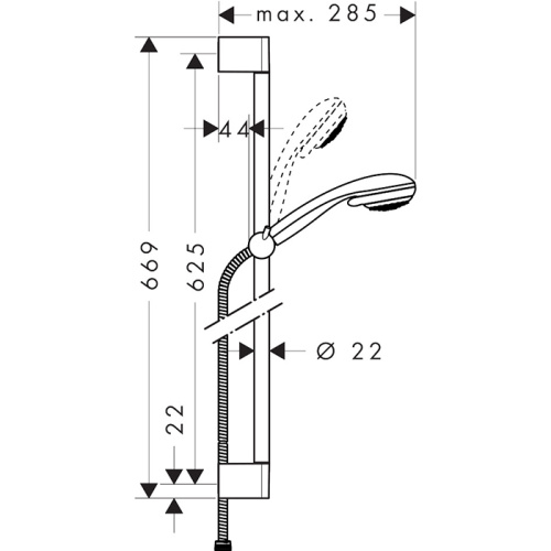 картинка HG Crometta 85 Душевой набор Multi: штанга 65см, ручной душ 85, 3jet (массажная, MonoRain, обычная), шланг, цвет: хром от магазина Сантехстрой