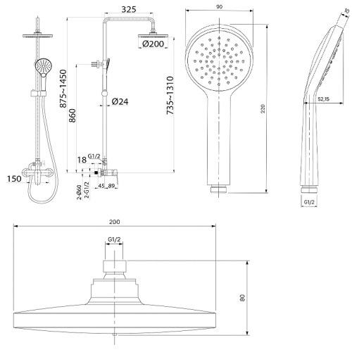 картинка Душевая система Milardo Simp SIMSB1FM89 Хром от магазина Сантехстрой