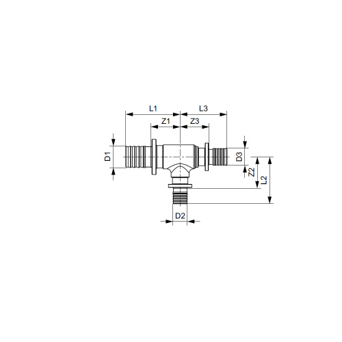 картинка Тройник, TECE, редукционный, 90°, 40х32х32, латунь от магазина Сантехстрой