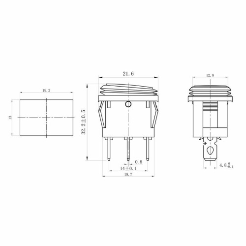 картинка Выключатель клавишный 250V 6А (3с) ON-OFF красный с подсветкой Mini ВЛАГОЗАЩИТА (KCD1-201-4W) REXANT от магазина Сантехстрой
