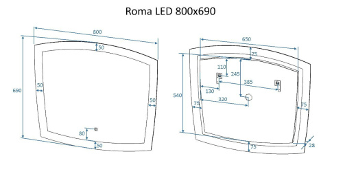 картинка Зеркало с подсветкой ART&MAX ROMA AM-Rom-800-700-DS-F от магазина Сантехстрой