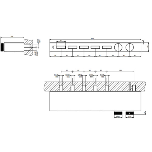 картинка Gessi Hi-Fi Встраиваемая часть для термостатического смесителя с полочкой, до 5 источников одновременно, 1/2&amp;quot; соединение., цвет: хром от магазина Сантехстрой