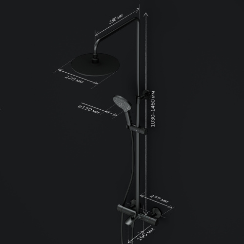 картинка F0780522 Like душ.система, набор: смеситель д/ванны/душа с термостатом, верх.душ.d 220 мм, ручной ду от магазина Сантехстрой