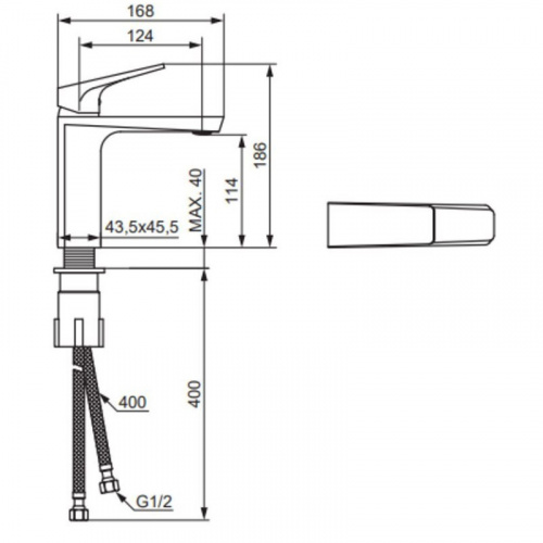 картинка 400210300 Merkur смеситель для умывальника, чёрный от магазина Сантехстрой