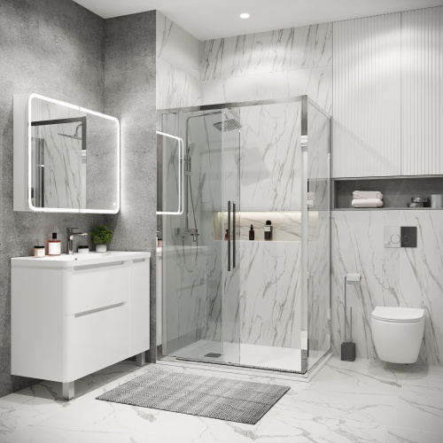 картинка Душ.ограждение 120.K33.02.1380.10.00 Cosmo (130*80*195) хром, стекло прозрачное, 2 места от магазина Сантехстрой