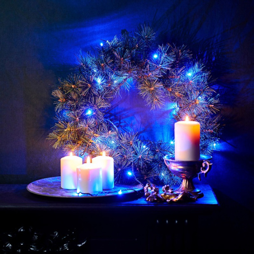 картинка Гирлянда Твинкл Лайт 4 м,  темно-зеленый ПВХ,  25 LED,  цвет: Синий от магазина Сантехстрой