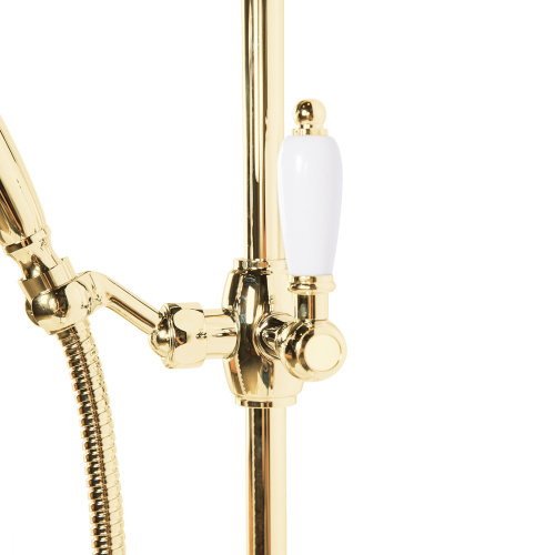 картинка CZR-U-S-03/24-Bi Душевая штанга для ручного душа, ручка белая, исполнение золото 24 карат от магазина Сантехстрой
