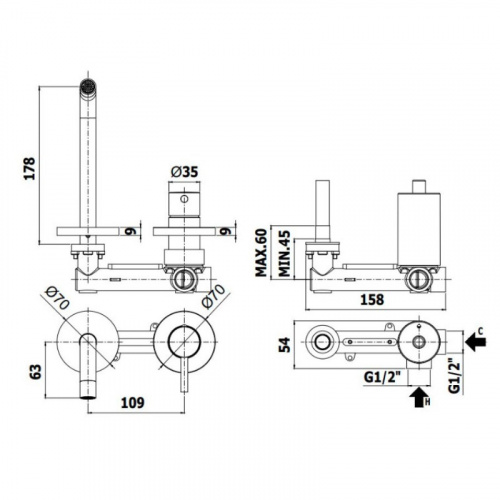 картинка Смеситель для раковины без донного клапана Paffoni Light LIG105CR от магазина Сантехстрой