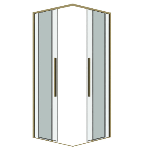 картинка Душ.ограждение 300.K33.01.8080.32.00 Galaxy (80*80*195) квадрат,раздвиж,золото сатин,стекло прозрачн от магазина Сантехстрой