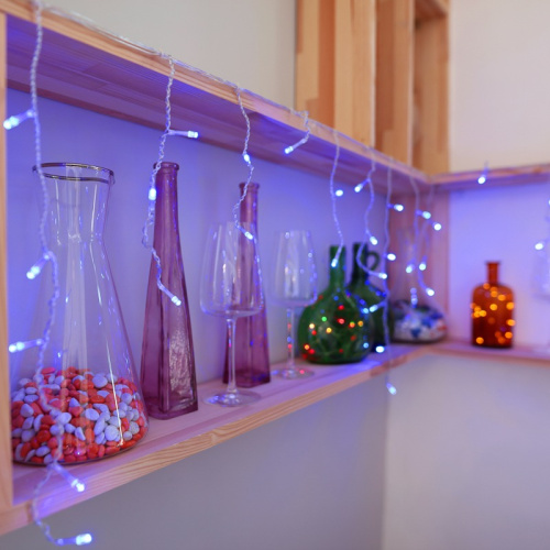 картинка Гирлянда Айсикл (бахрома) светодиодный,  1,8 х 0,5 м,  прозрачный провод,  230 В,  диоды синие от магазина Сантехстрой