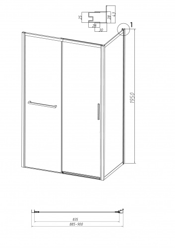 картинка Боковая стенка Grossman Style 200.K33.05.90.21.10 (90х195) черный матовый,стекло тонированное, 1 место от магазина Сантехстрой