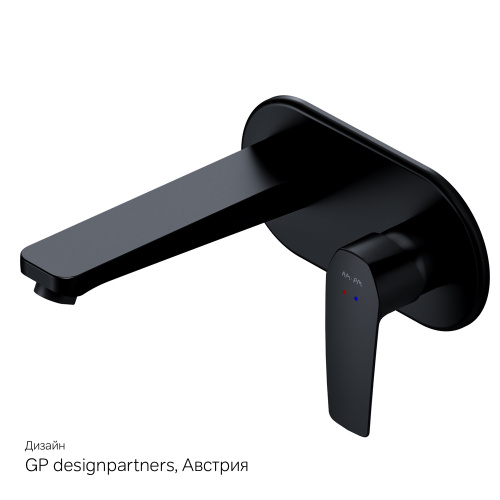 картинка F90A72222 Gem, смеситель д/умывальника, монтируемый в стену, чёрный, шт. от магазина Сантехстрой