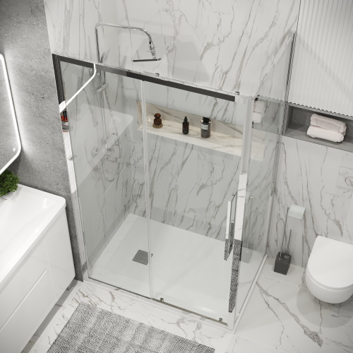 картинка Душ.ограждение 120.K33.02.1290.10.00 Cosmo (120*90*195) хром, стекло прозрачное, 2 места от магазина Сантехстрой