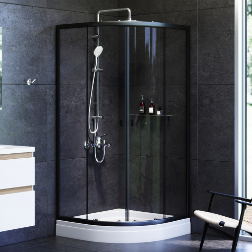 картинка W88E-205-090BT64 X-Joy Twin Slide,  Душевое ограждение c поддоном, 90x90, профиль черный от магазина Сантехстрой