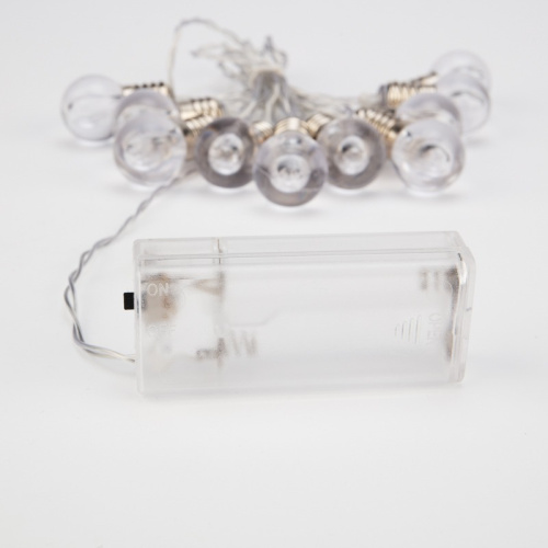 картинка Гирлянда светодиодная Лампочки 10 LED,  1.5 м,  прозрачный ПВХ,  теплый белый цвет свечения,  2 х АА (батарейки не в комплекте) NEON-NIGHT от магазина Сантехстрой